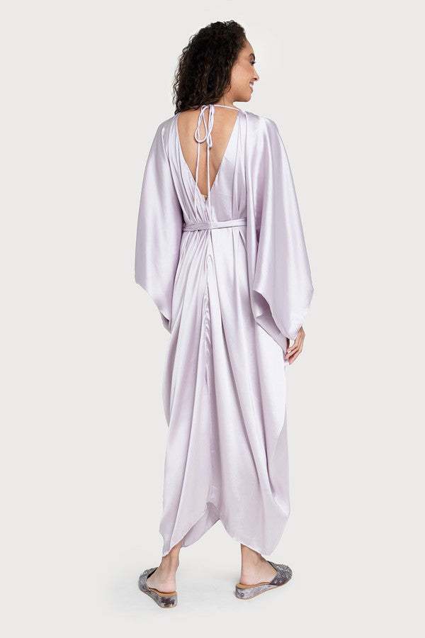 Satin Tie-Front Maxi Kaftan
