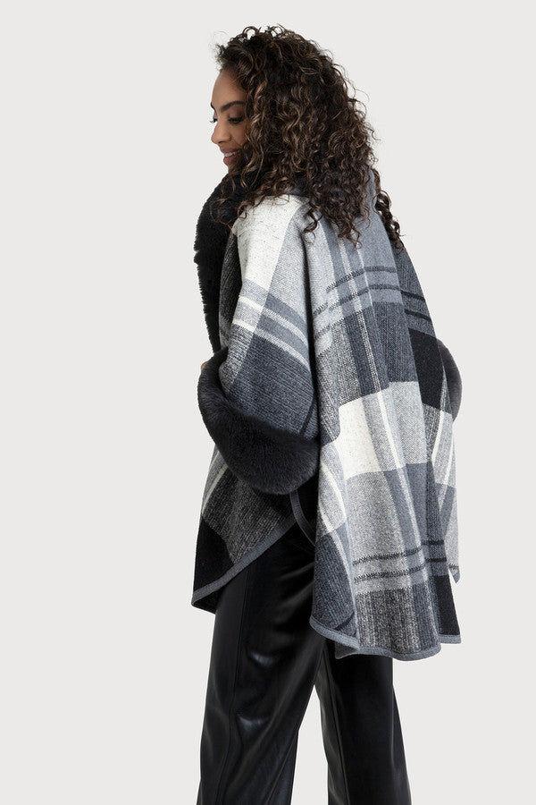 Blair Faux Fur Plaid Kimono
