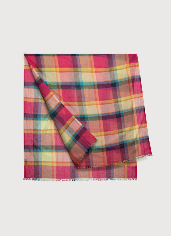 Rainbow Plaid Cotton Scarf