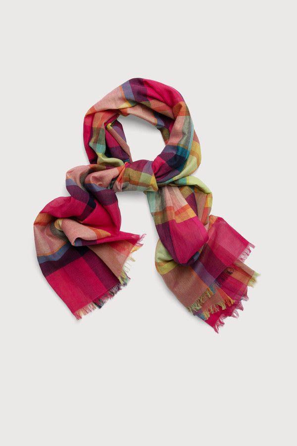 Rainbow Plaid Cotton Scarf