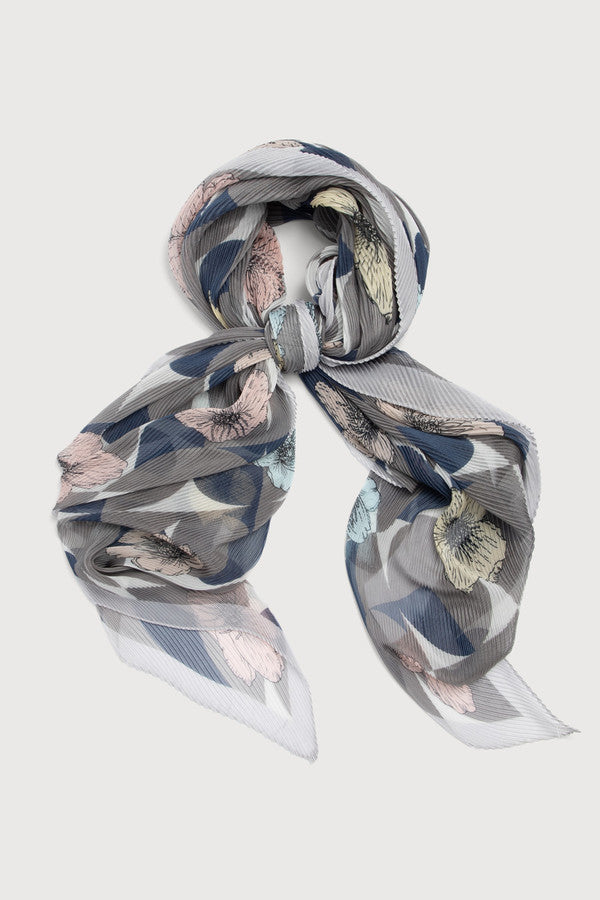 Pleated Floral Geo Scarf