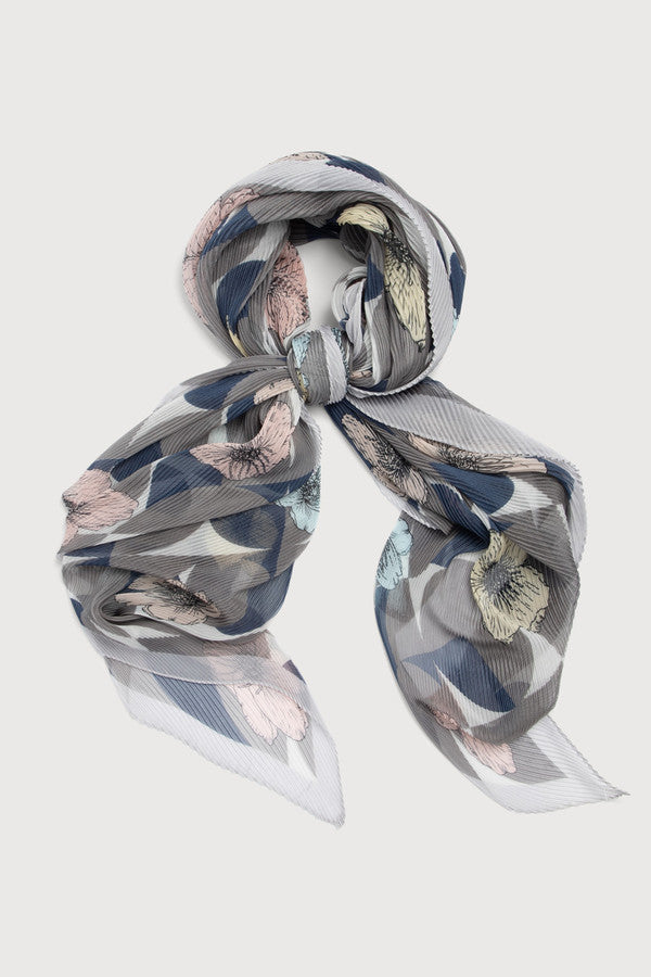 Pleated Floral Geo Scarf