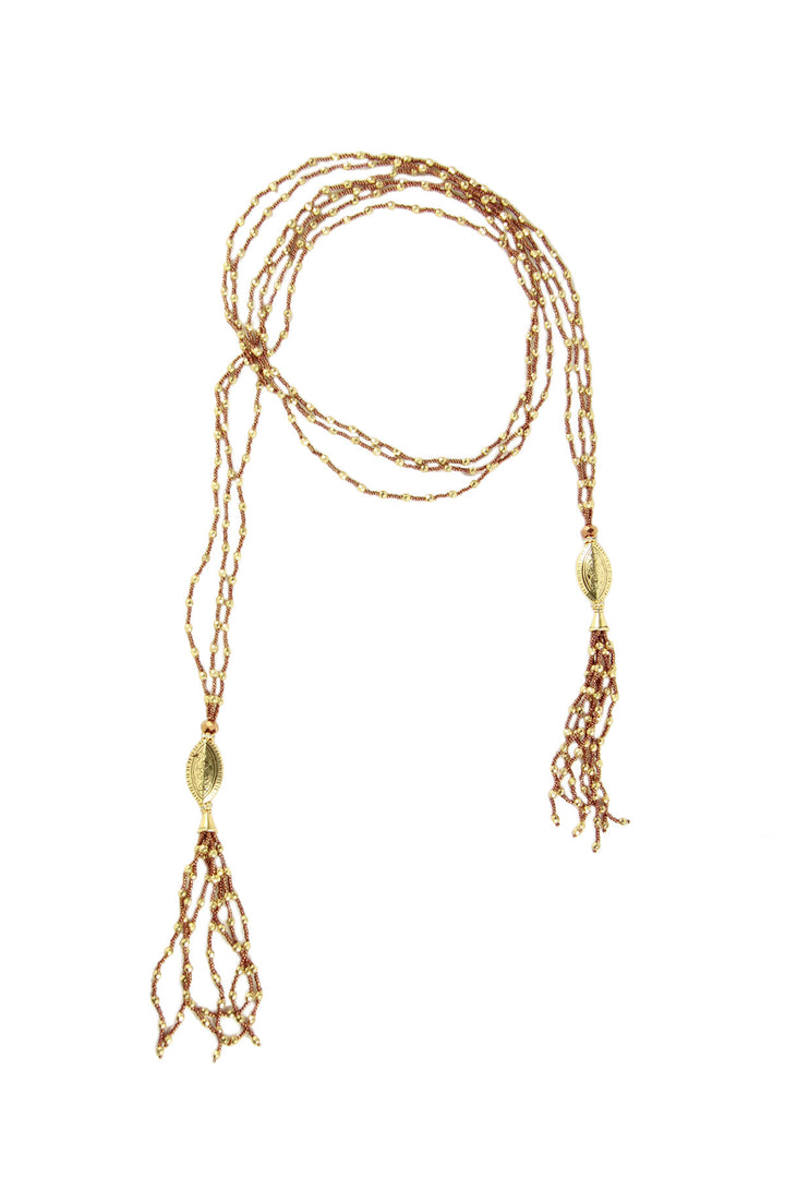 Long Beaded Tassel Chain Necklace