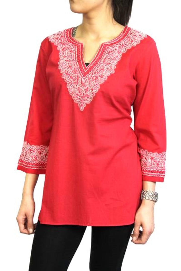 Embroidered Short Cotton Tunic