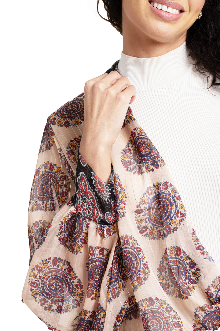 Botanical Medallion Tie Front Kimono