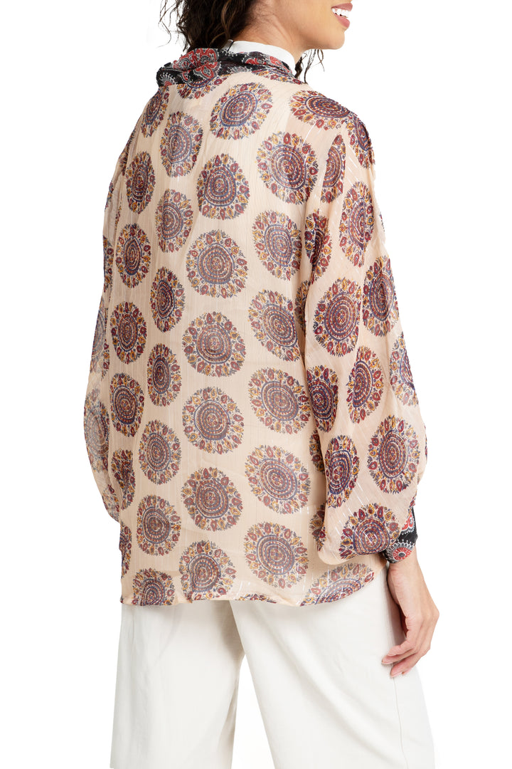 Botanical Medallion Tie Front Kimono