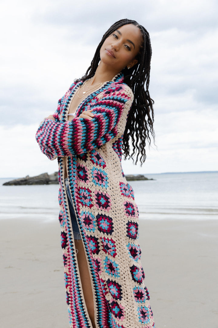 Cotton Granny Square Crochet Kimono