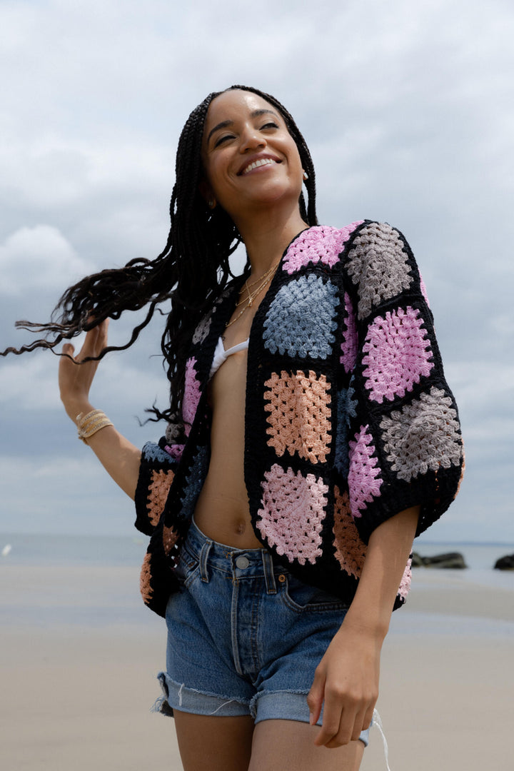 Modern Pastel Crochet Squared Short Jacket