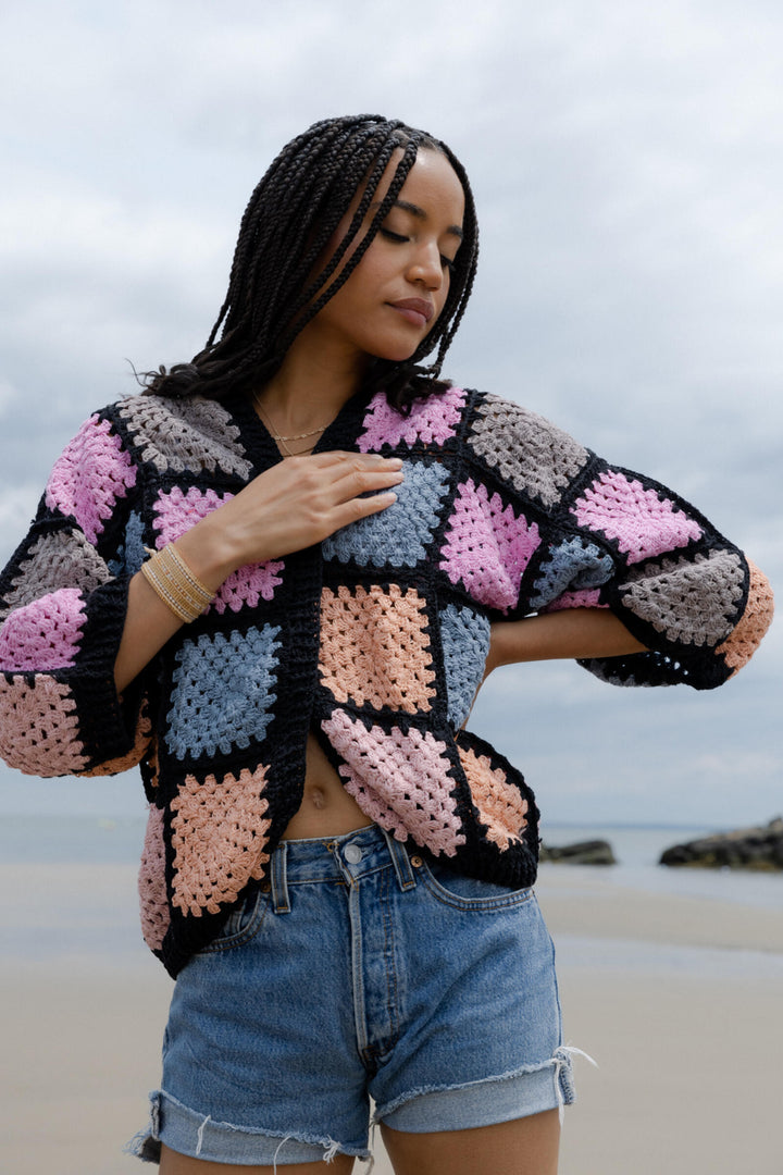 Modern Pastel Crochet Squared Short Jacket