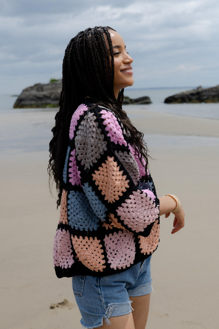 Modern Pastel Crochet Squared Short Jacket