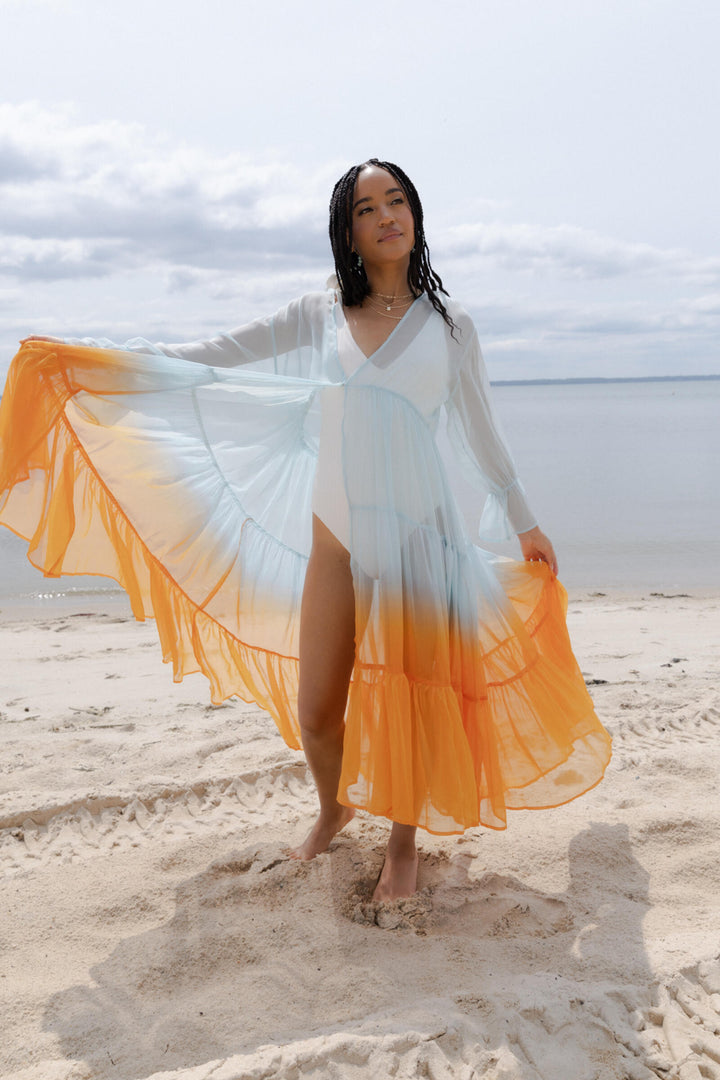 Sheer Kimono Cover Up Ombre