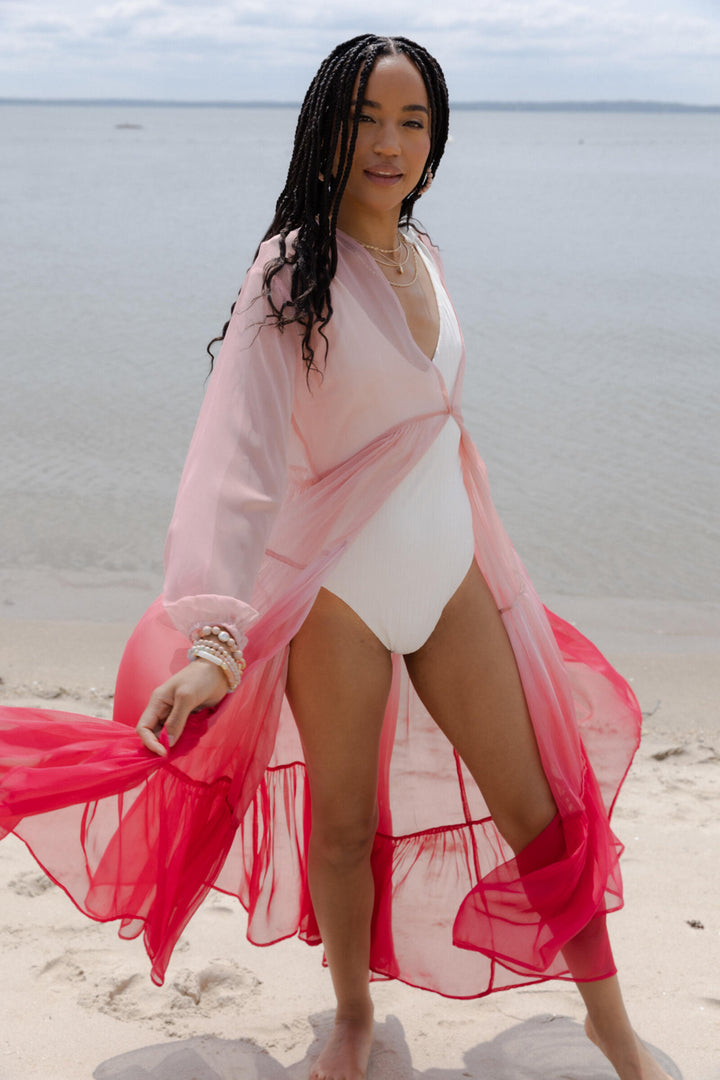 Sheer Kimono Cover Up Ombre
