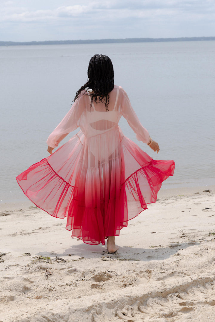 Sheer Kimono Cover Up Ombre