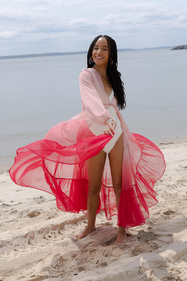 Sheer Kimono Cover Up Ombre