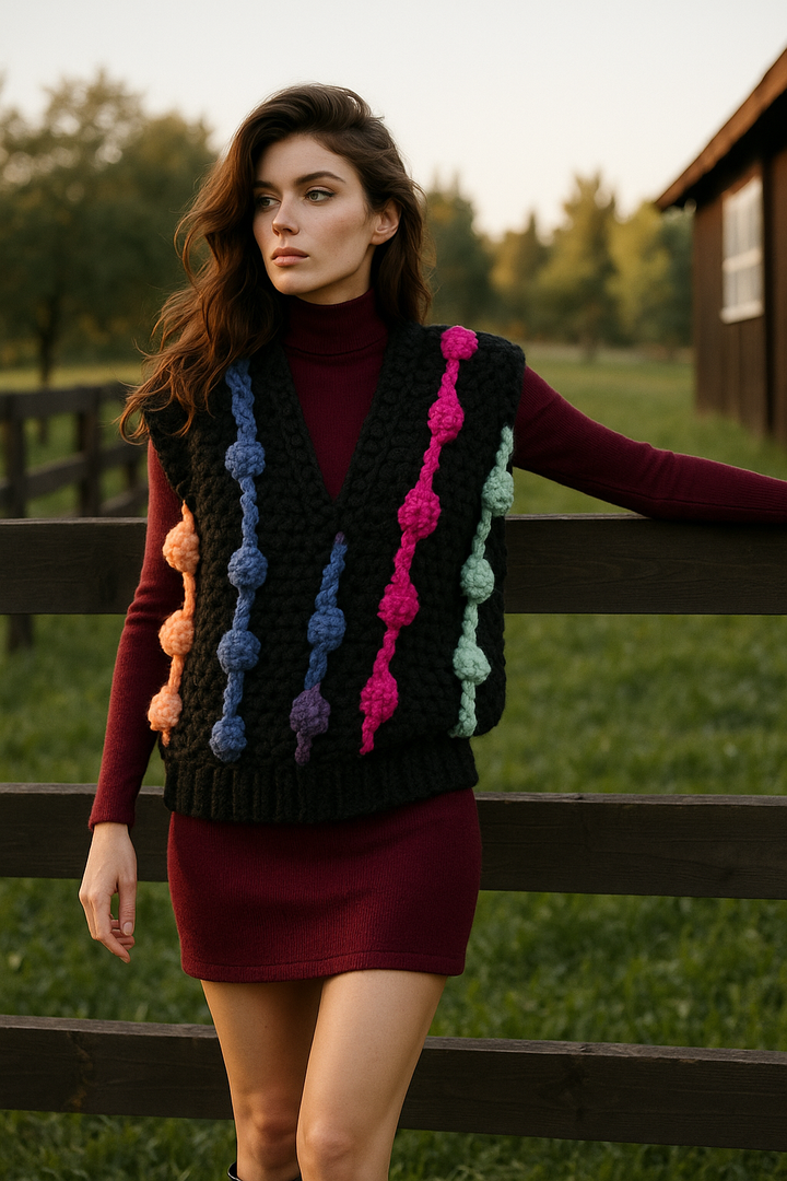 Multi Chunky Knit Sweater Vest
