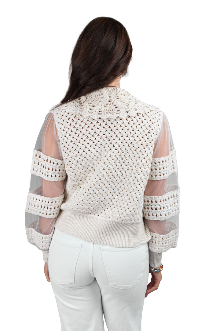 Hand Crochet Sheer Button Cardigan
