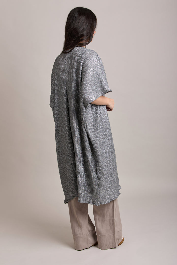 Pleated Metallic Kimono