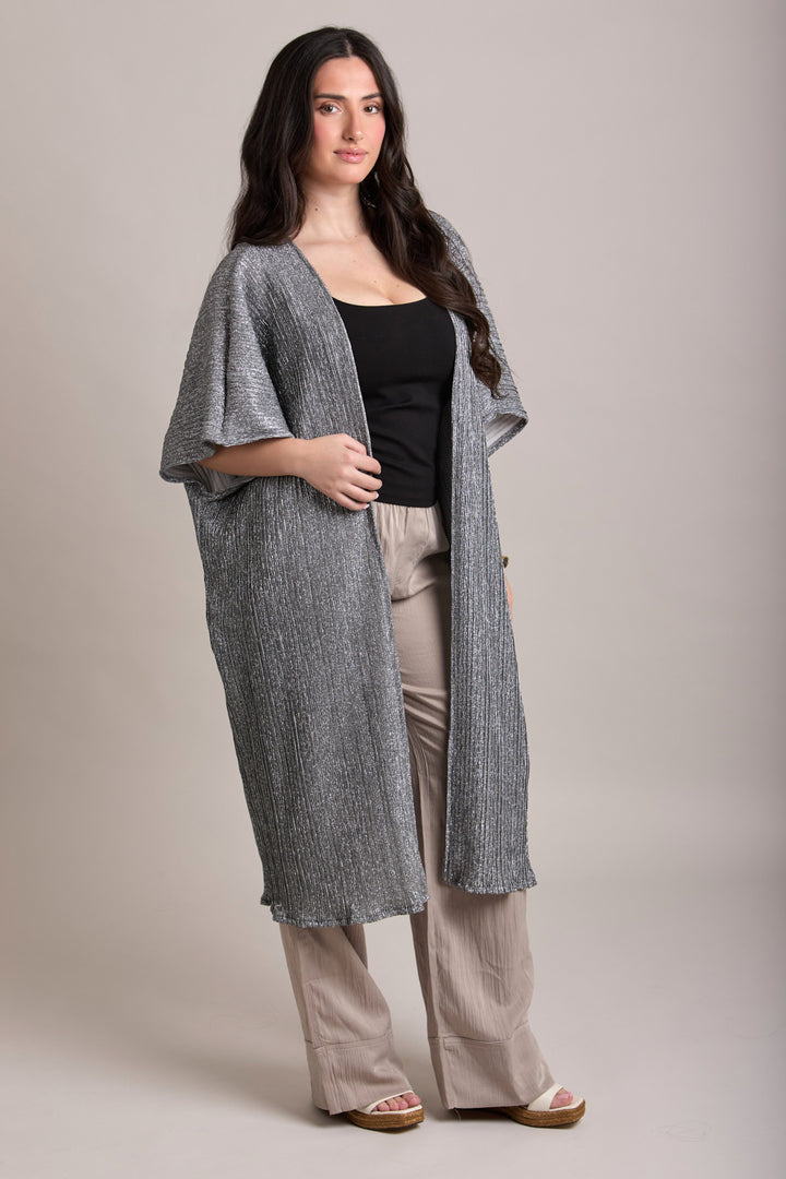 Pleated Metallic Kimono