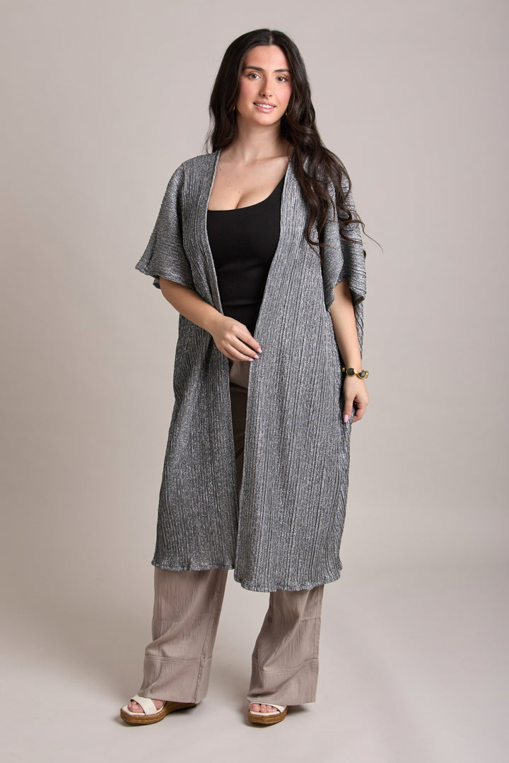 Pleated Metallic Kimono
