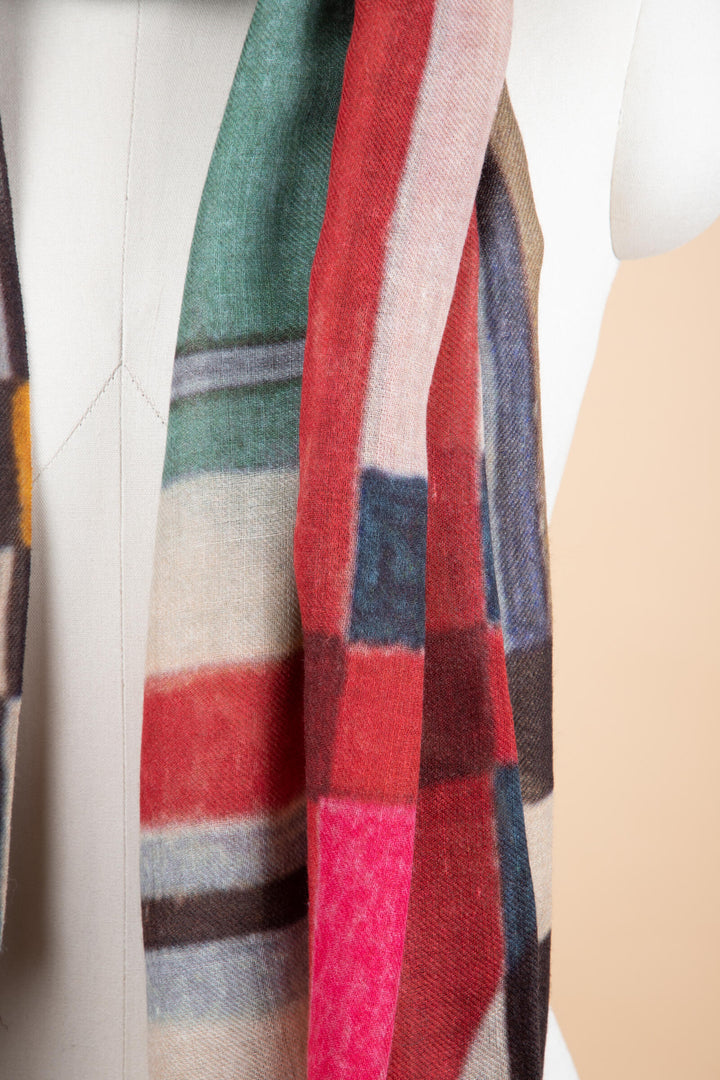 Watercolor Striped Wool Scarf