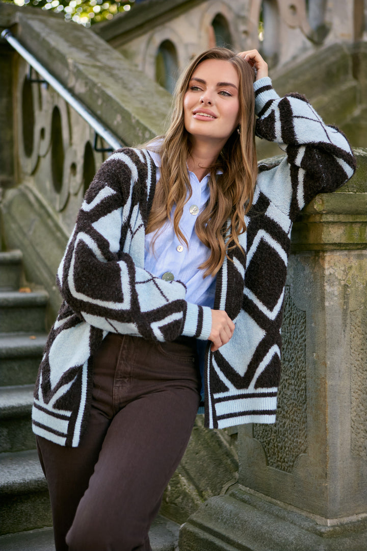 Open Argyle Knit Cardigan