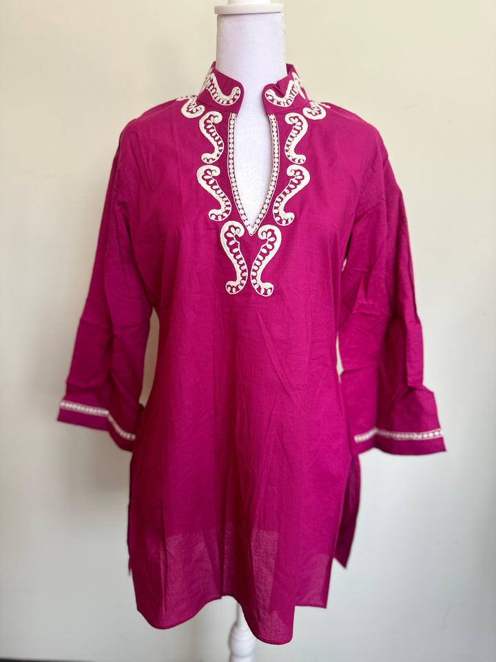 Paisley Embroidered Flared Sleeves Thread Tunic