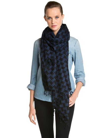 Houndstooth Print Scarf