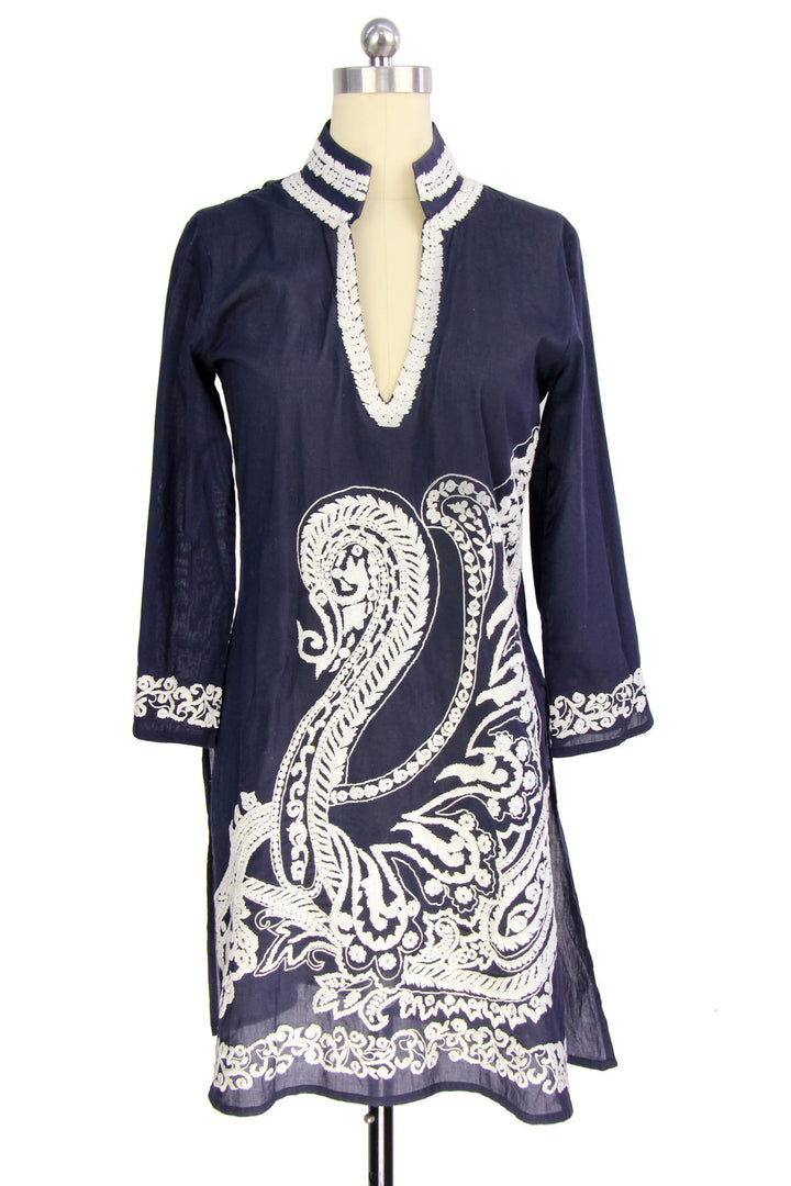 Embroidery Top Women Chikankari Cotton Dress For Girl Black