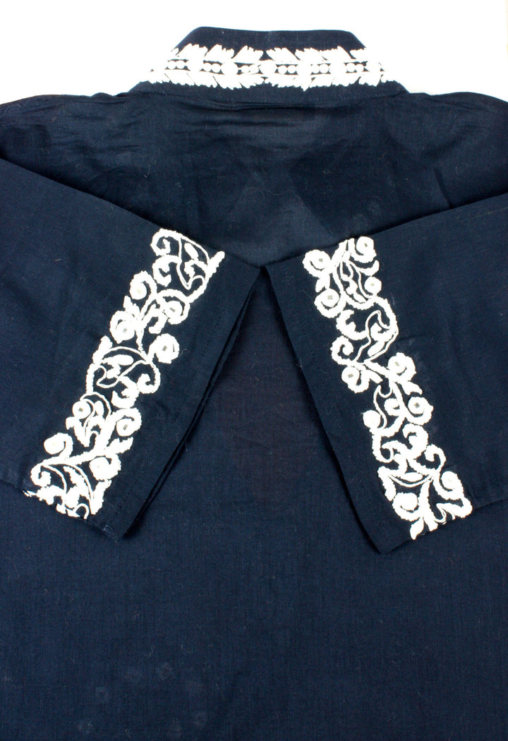 Embroidery Top Women Chikankari Cotton Dress For Girl Black