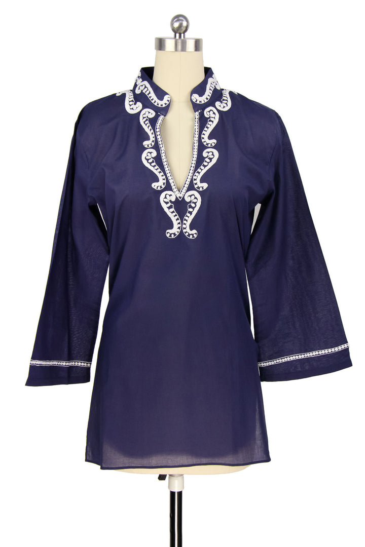 Paisley Embroidered Flared Sleeves Thread Tunic
