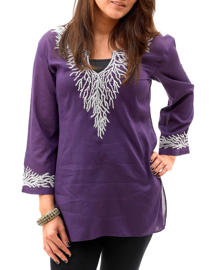 Embroidered Cotton Tunic Top