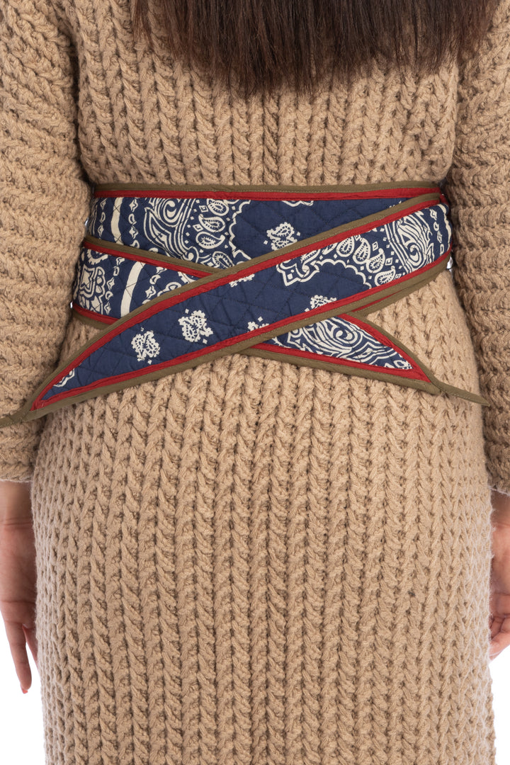Mian Quilted Paisley Reversible Wrap Belt