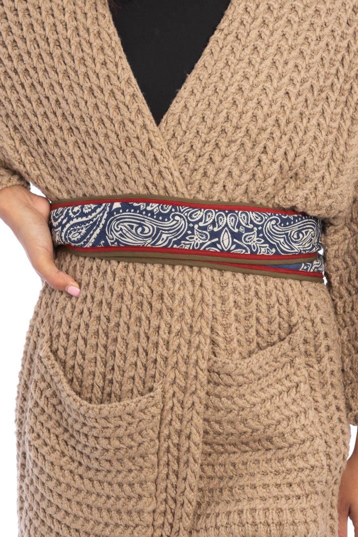 Mian Quilted Paisley Reversible Wrap Belt