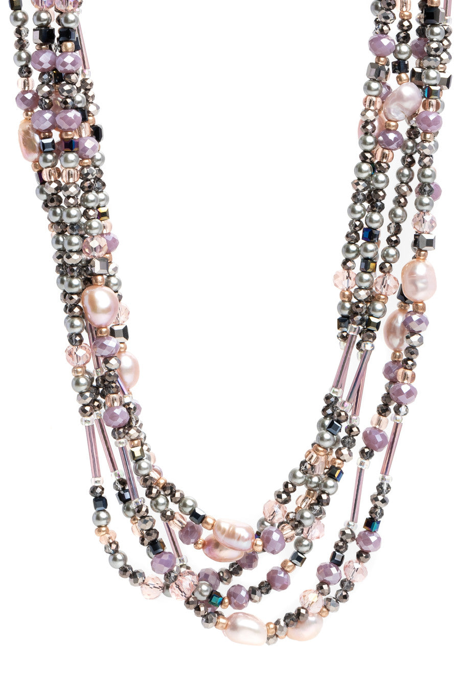 Amethyst Dreams Beaded Layered Necklace - Purple