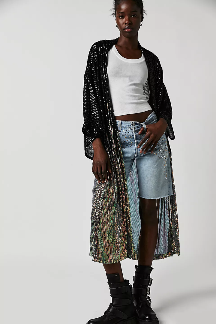 Sequin Kimono Duster Formal