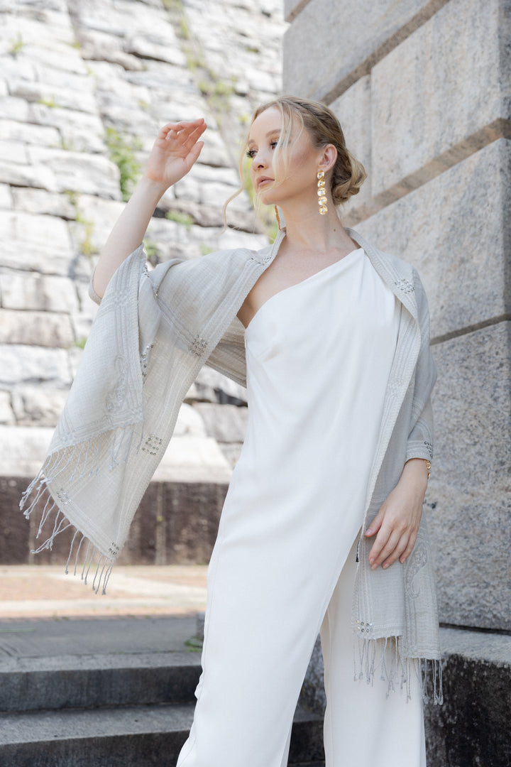 Oversized Embroidered Block Scarf
