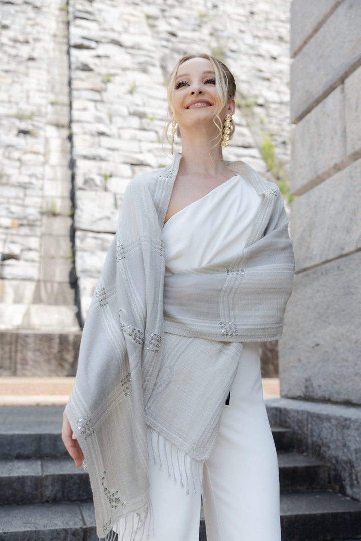Oversized Embroidered Block Scarf