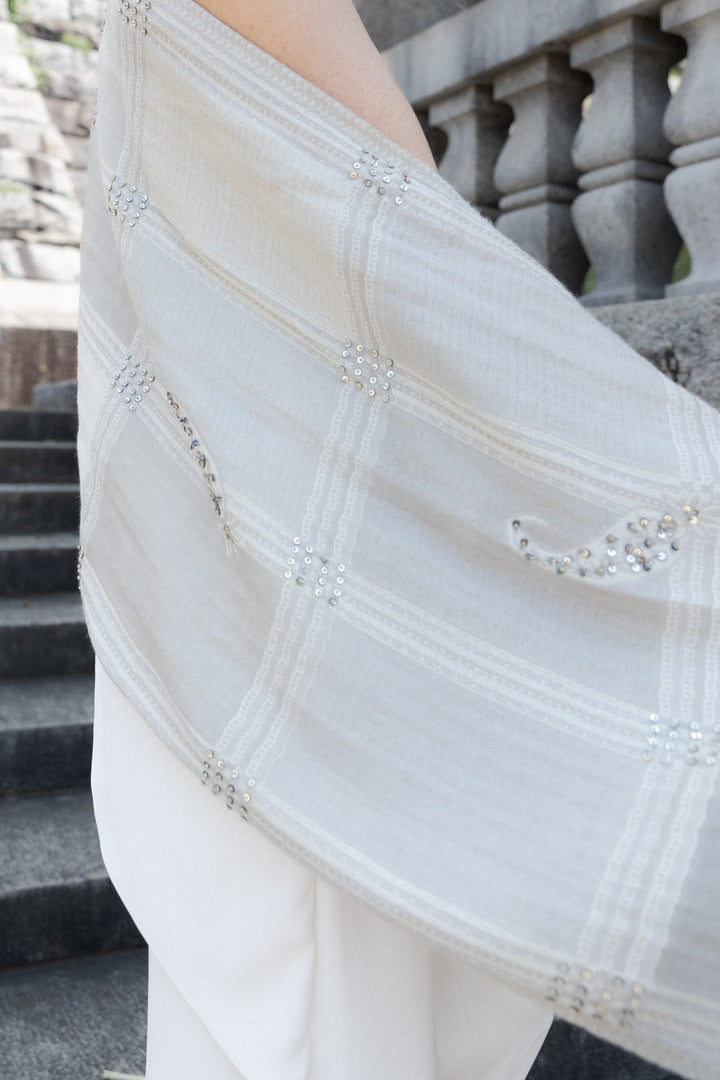 Oversized Embroidered Block Scarf