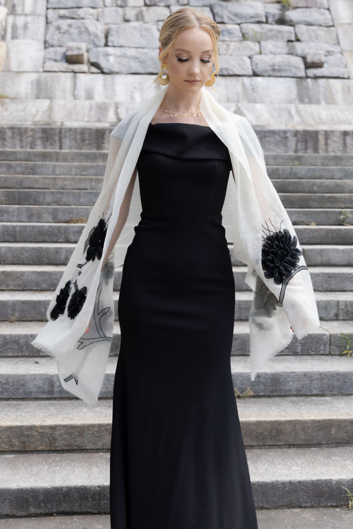 Embellished Palm Leaf Scarf