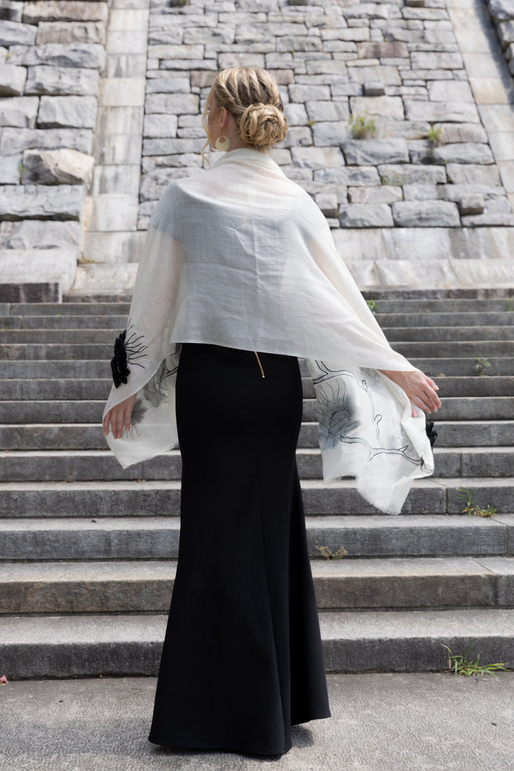 Embellished Palm Leaf Scarf