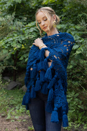 Crocheted Sunshine Shawl Blue