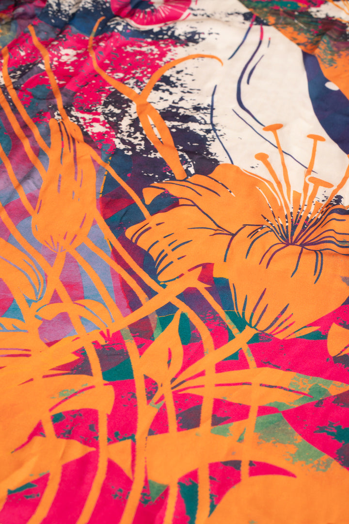 Vibrant Satin Kimono Abstract
