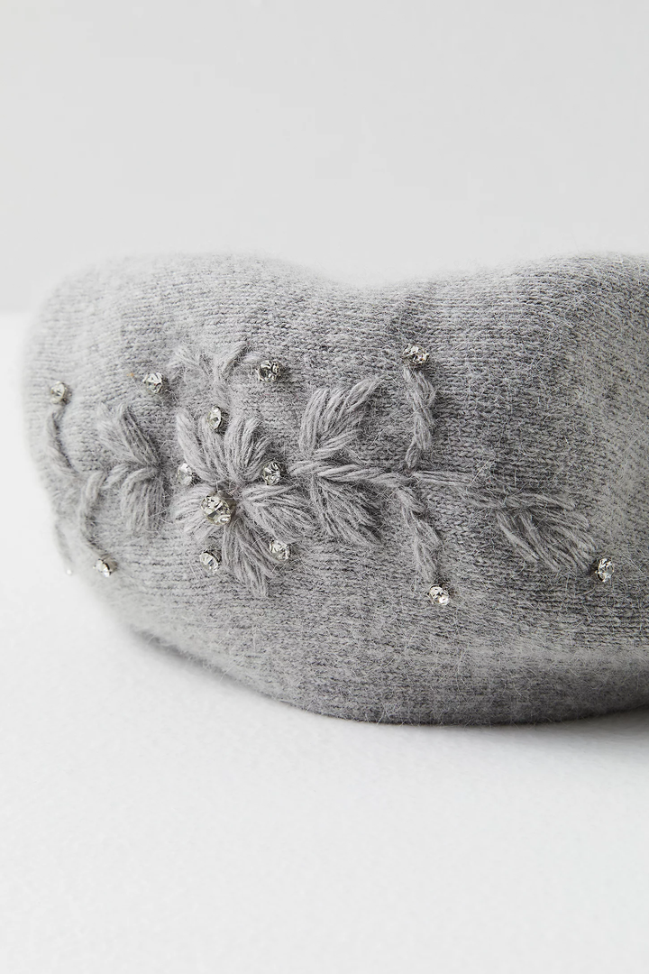 Crystal Embellished Floral Beret