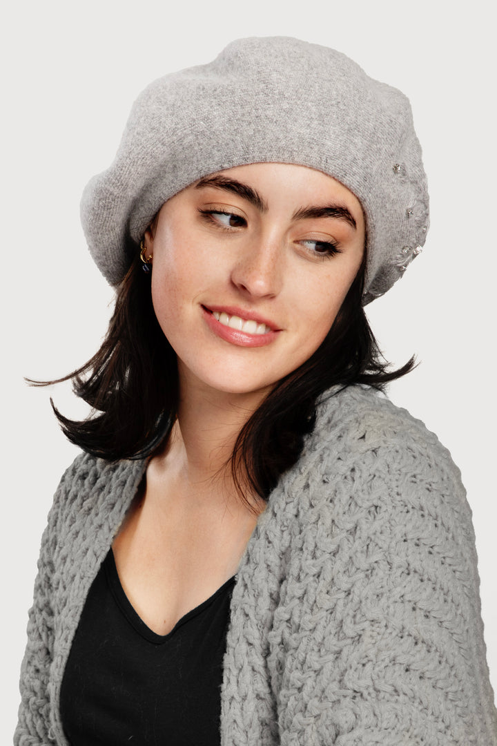 Crystal Embellished Floral Beret