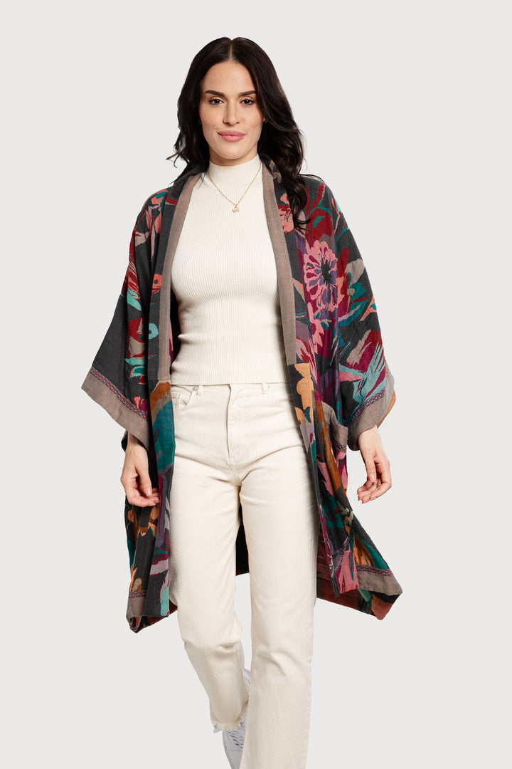 Floral Kimono Cotton Jacket for Fall