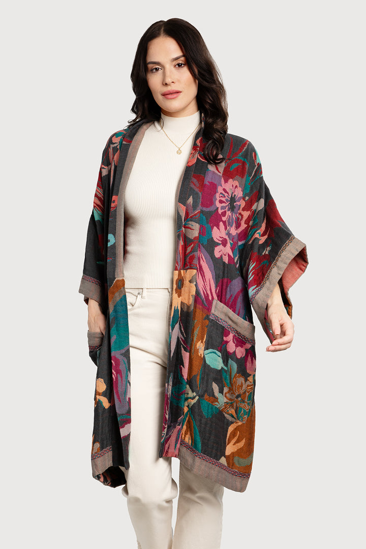 Floral Kimono Cotton Jacket for Fall