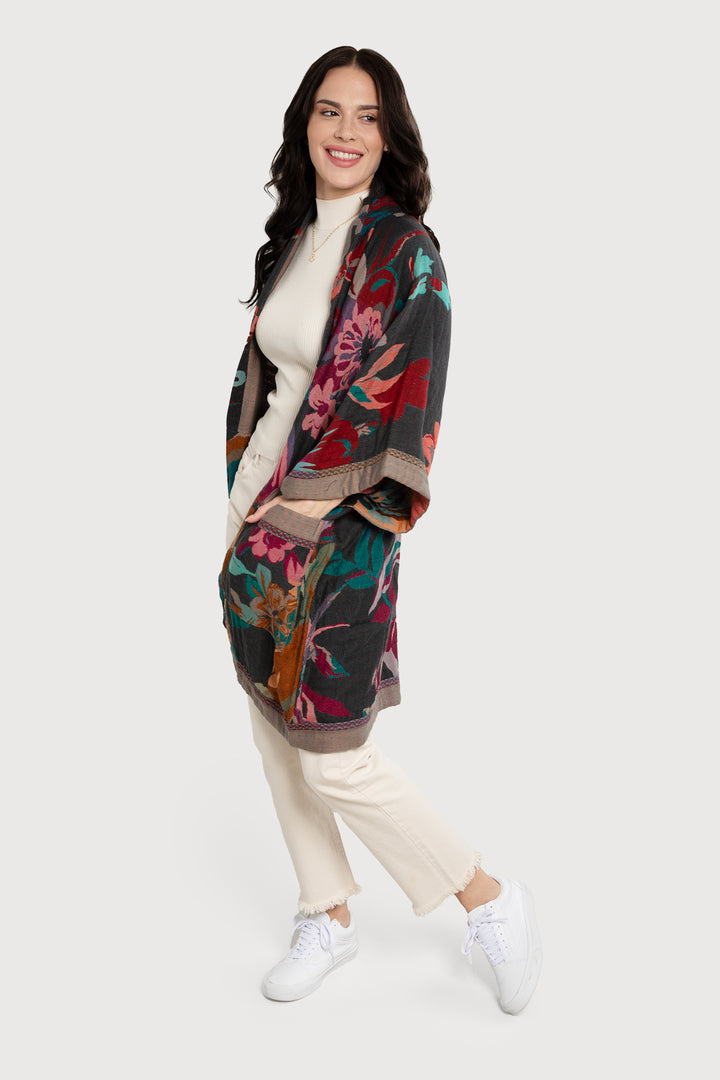 Floral Kimono Cotton Jacket for Fall