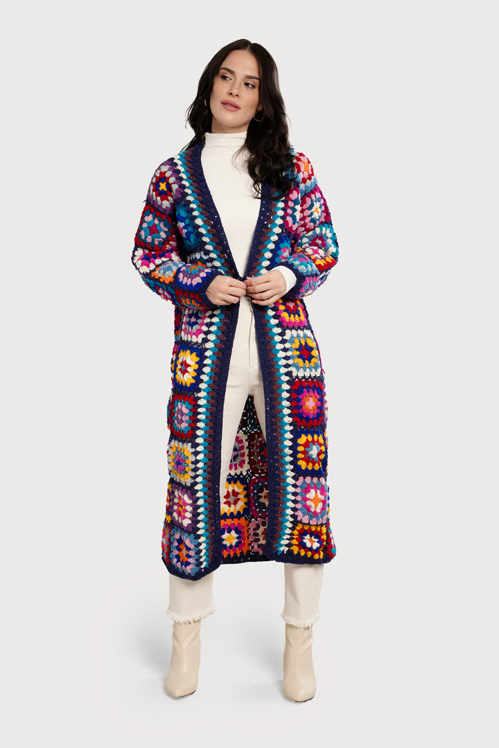 Woolen Granny Square Crochet Kimono