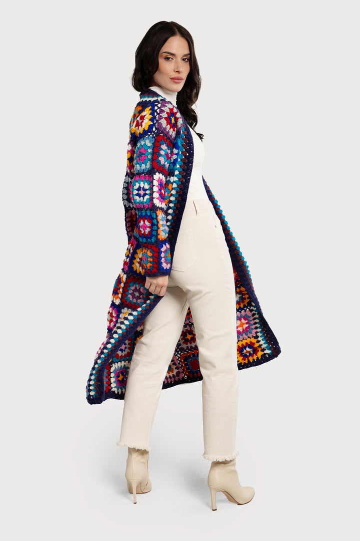 Woolen Granny Square Crochet Kimono