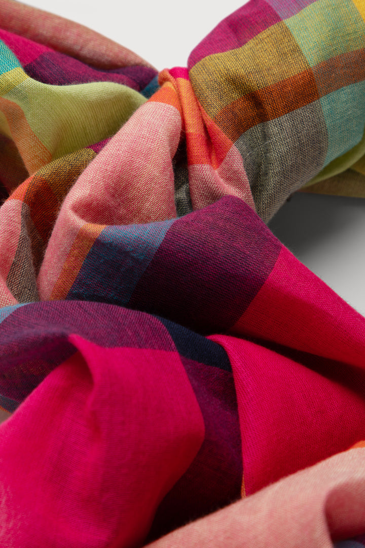 Rainbow Plaid Cotton Scarf